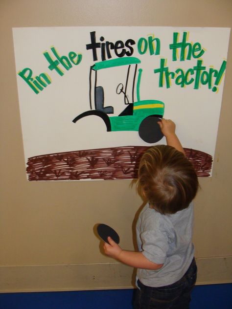 Pin The Tire On The Tractor Game for a farm themed birthday! Love this. We would use red of course ;-) Tractor Birthday Party Ideas, John Deere Birthday Party, John Deere Birthday, Tractor Birthday Party, Tractor Party, Farm Theme Birthday, Farm Themed Birthday Party, Tractor Birthday, Barnyard Birthday