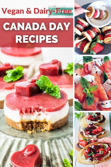 Canada Day is just around the corner and what better way to celebrate than with friends, family & food. We've rounded up a few fun vegan recipes - red & white themed and classic Canadian dishes! They are all super easy, delicious and great to serve at gatherings. Canada Day Recipes, Canadian Appetizers, Canadian Snacks, Canada Day Party, Dairy Free Dips, Canadian Dishes, Bbq Party Food, Canadian Cuisine, Healthy Bowls Recipes