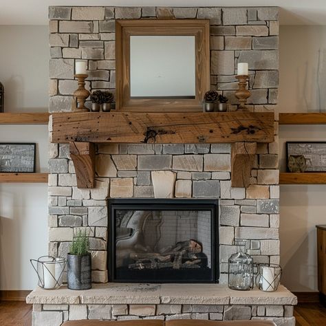 Stone fireplace mantle