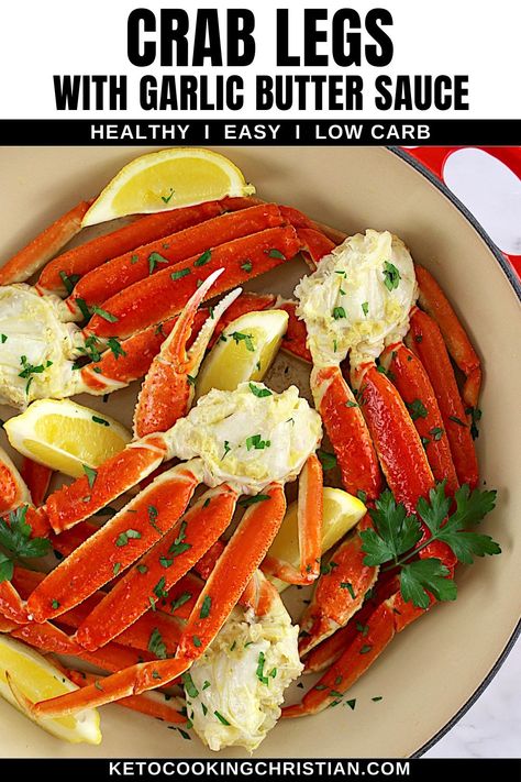 With this recipe for Crab Legs with Garlic Butter, you'll enjoy sweet and tender crab meat that simply melts in your mouth. Perfectly steamed, they're paired with a lemon-infused butter sauce that's delicious for dipping. Crab Leg Appetizer, Crab Leg Butter Sauce, Garlic Butter For Crab Legs Sauces, Butter For Crab Legs Melted, Steamed Crab Legs Recipe, Steamed Crab Legs, Cooking Crab Legs, Cooking Crab, Crab Legs Recipe