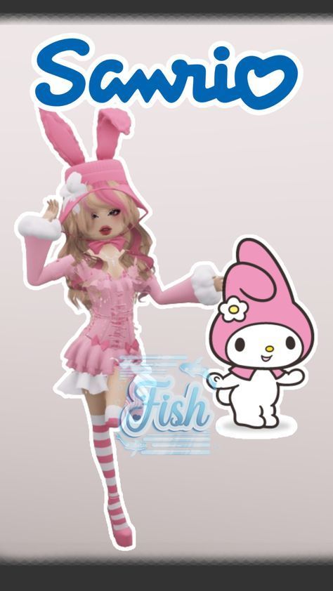 Cute Roblox Outfits, My Melody Outfit, Hello Kitty Costume, Sanrio Outfits, Fancy Dress Code, Childhood Characters, Iridescent Fabric, Hello Kitty Dress, Secret Dress