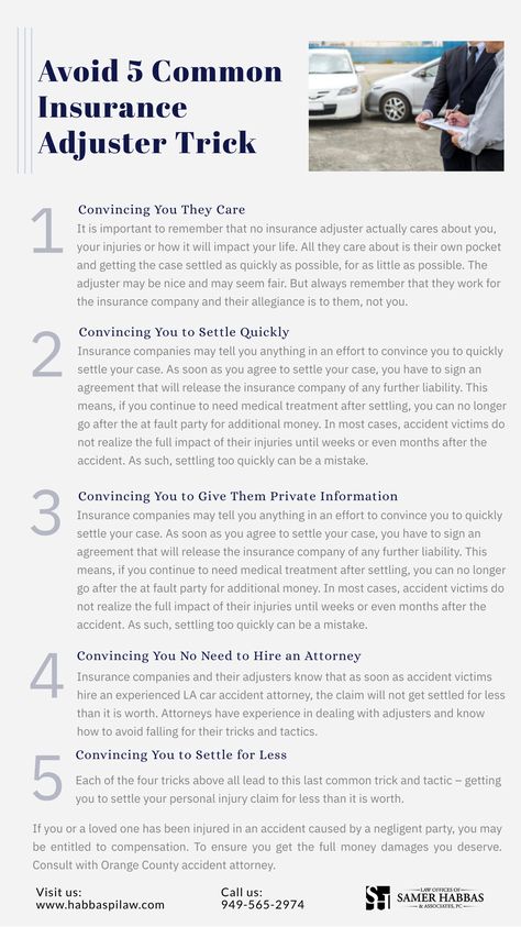 In a perfect world, if you were injured in an accident, the party who caused the accident would admit fault and their insurance carrier would offer you a reasonable settlement for your injury claim. Unfortunately, in most cases, the insurance adjuster for the liable party often tries to lower the value of the claim by playing what some would consider unfair tricks. Car Accidents Photos For Clients, Claims Adjuster, Accident Insurance Advertising, Insurance Adjuster, Insurance Claims Adjuster, In A Perfect World, Insurance Claim, Liability Insurance, Care About You