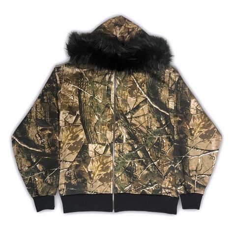 Real Tree Camo Fur Zip-Up Hoodie   -Only available... - Depop Clothes Pieces, La Apparel, Pinterest Wardrobe, Real Tree Camo, La Outfits, Fur Hoodie, Real Tree, Hoodie Fits, Realtree Camo