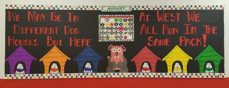 School bulletin board with bulldog theme. Bulldog Bulletin Board, Teacher Things, School Bulletin Boards, Front Porch Decorating, Library Ideas, Different Dogs, Dog Houses, Board Ideas, Dog House