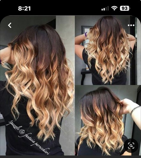 Balayage Hair Updo, Hombre Hair Color Ideas, Ombre Hair Color Curly Hair, Brunette Hair Color Ideas For Summer, Cute Summer Hair Colors For Brunettes, Colored Balayage Fun, Sombre Hair Blonde Balayage, Auburn And Blonde Balayage, Ombre Hair Caramel