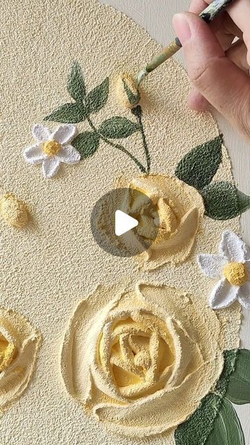 Oil Flower Painting, Oil Painting Tutorials, Flower Painting Tutorial, Texture Flowers, Yellow Rose Flower, Flower Oil Painting, Oil Painting Tutorial, Oil Painting Texture, Artwork Wall