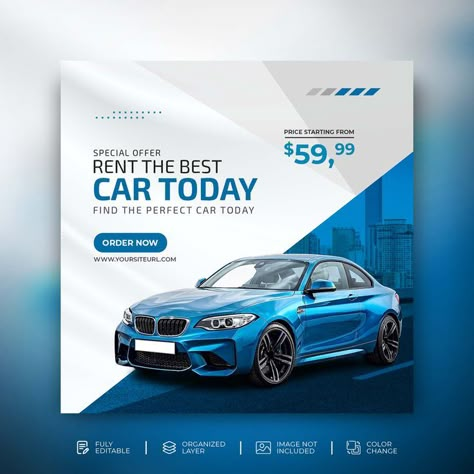 Vehicle Poster Design, Car Rental Instagram Post, Automobile Social Media Post, Car Rental Poster Design, Car Service Poster, Cars Poster Design, Car Brochure Design, Car Social Media Post Design, Car Poster Advertising