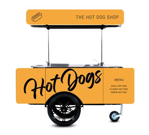 Hot-Dog-Cart-2022 Diy Hot Dog Cart, Hot Dog Cart Ideas, Hot Dog Truck, Hod Dog, Street Food Cart, Food Stand Design, Food Carts For Sale, Food Stall Design, Gerobak Dorong