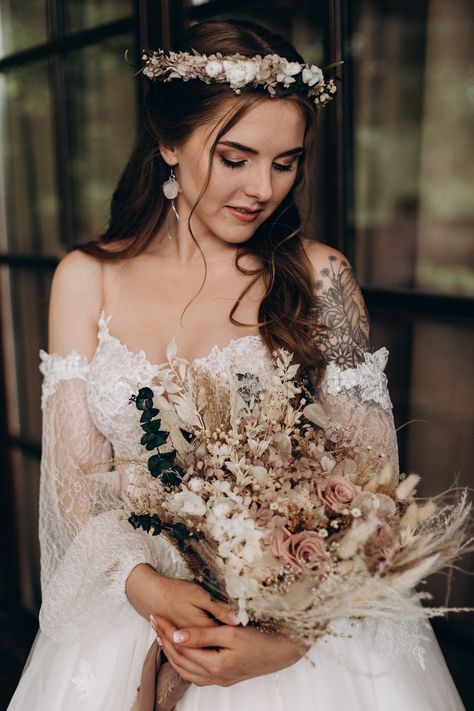 White flower crown wedding