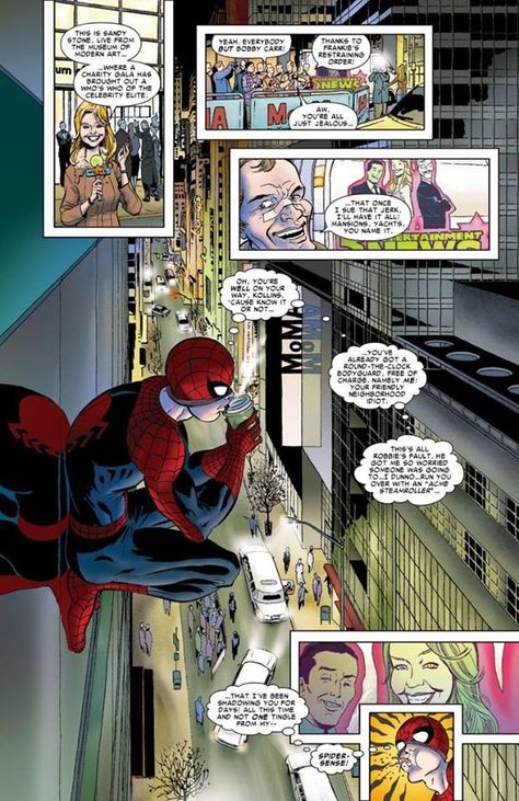 Spider-Man drinks coffee, does spit take. Marcos Martin Spiderman, Spit Take, Drinks Coffee, Dc Comics Superheroes, Brand New Day, Man Art, Amazing Spider Man, Spiderman Comic, Comics Art