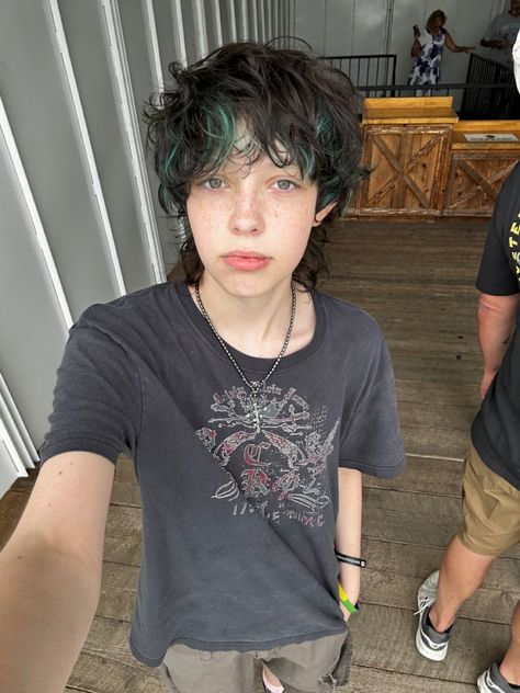 just a blue haired guy Guy Hair Highlights, Man With Long Blue Hair, Dyed Black Hair Men, Guys Colored Hair, Hair Dye Ideas For Curly Hair Men, Black And Blue Curly Hair, Green Dyed Hair Men, Short Hair With Color Ideas, Hair Color Ideas Guys