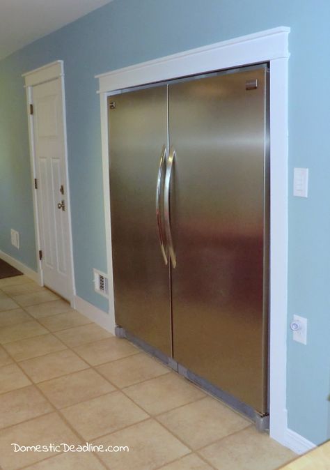 Kitchen Double Fridge, Side By Side Refrigerator And Freezer, Diy Built In Fridge Cabinet, Free Standing Refrigerator In Kitchen, Recessed Fridge In Wall, Fridge In Wall, Commercial Fridge In Kitchen, Two Fridges Side By Side, Fridge Remodel