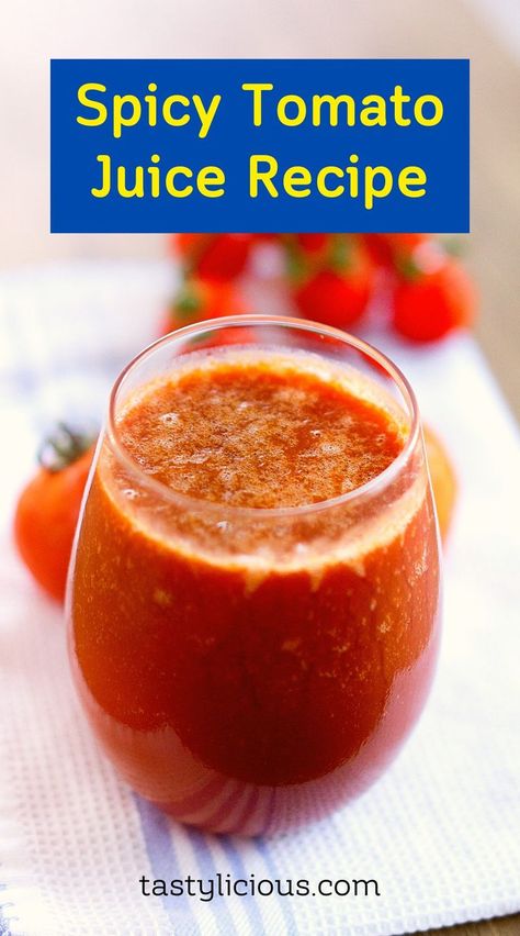 spicy tomato juice | homemade spicy tomato juice | tomato juice recipe | spicy tomato juice recipe blender | juicing recipes for weight loss | juice recipes | healthy smoothie recipes | juicer recipes beginners | green juice recipes for weight loss Spicy Tomato Juice, Homemade Juice Cleanse, Canning Tomato Juice, Homemade Tomato Juice, Tomato Juice Recipes, Easy Juice Recipes, Fat Loss Smoothies, Fruit Juice Recipes, Healthy Smoothie Recipes