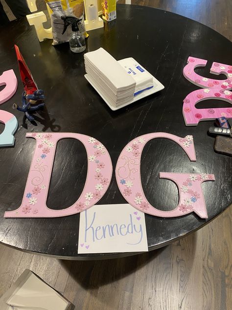 Sorority Letters Painted Wooden Pink, Decorated Sorority Letters, Sorority Letters Painted Wooden, Sorority Wooden Letters, Sorority Crafts Letters, Wooden Sorority Letters, Delta Gamma Canvas, Sorority Letters Painted, Big/little Baskets