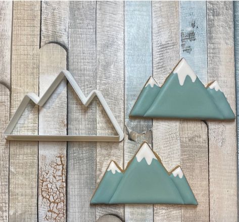 Mountain Sugar Cookies, Bach Cookies, Mountain Cookies, Boho Mountain Wedding, Chocolate Kiss Cookies, Camping Cookies, Adventure Baby Shower, Kiss Cookies, 3d Cookie