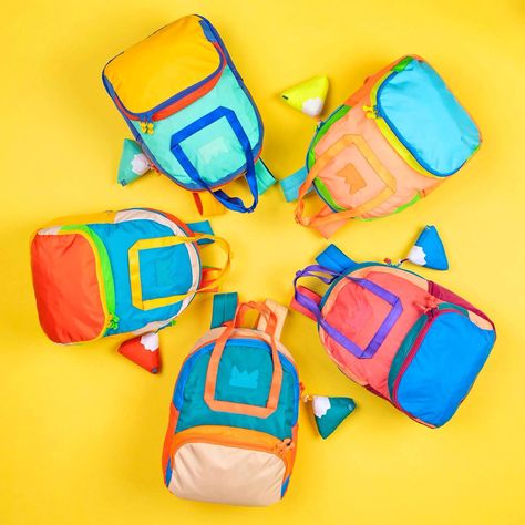 Color Block Backpack, Multicolor Color Block Backpack, Trendy Multicolor Backpack For On-the-go, Open Zip, Eco-friendly Rectangular Multicolor Backpack, Suitcase Handle, Multicolor On-the-go Backpack With Zipper Pocket, Block Style, Easy Travel