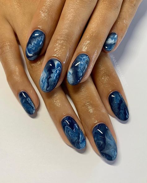 Nail Art Designs For Beginners, Nail 2023, Easy Nail Art Designs, Blue Gel Nails, Marble Nail Designs, Art Designs Ideas, Hippie Nails, Blue Nail Designs, Design Nail