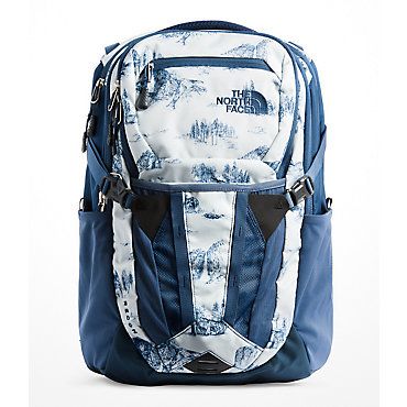 North Face Backpack School, Cute Backpacks For School, North Face Recon, Mesh Storage, Backpack Free, Prep School, Cute Backpacks, Tablet Sleeve, Blue Backpack