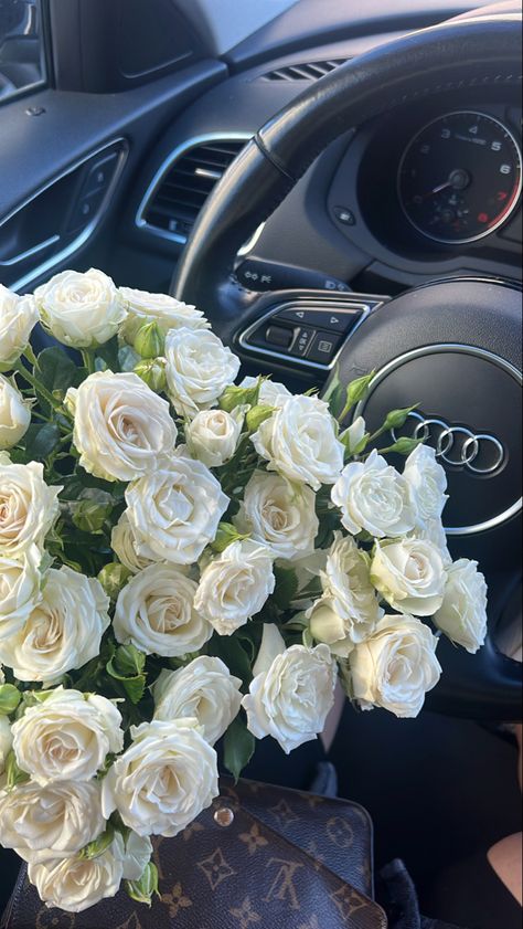 White Roses, A Car, Audi, Roses, Flowers, On Instagram, White, Instagram