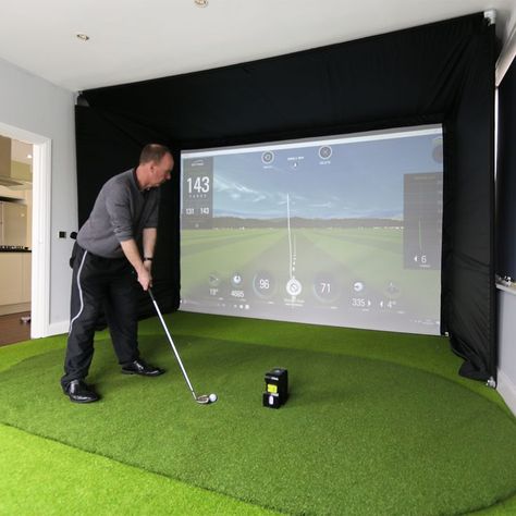 Outdoor Golf Simulator, Diy Golf Simulator, Golf Studio, Golf Man Cave, Simulator Room, Indoor Golf Simulator, Home Golf Simulator, Diy Golf, Golf Simulator Room