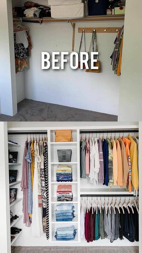 Small Closet Makeover, Cupboards Ideas, Closet Transformation, House Closet, Closet Redo, Closet Planning, Bedroom Cupboards, Beautiful Closets, Organized Closet