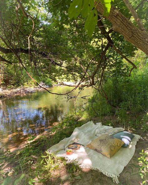 A dreamy picnic in a picture - that leads to a women’s Instagram account who practices and teaches yoga and conscious living River In The Forest, Forest Book, Picnic Summer, River Life, Reading A Book, Rich Life, Forest River, Let It Go, Take Me Home