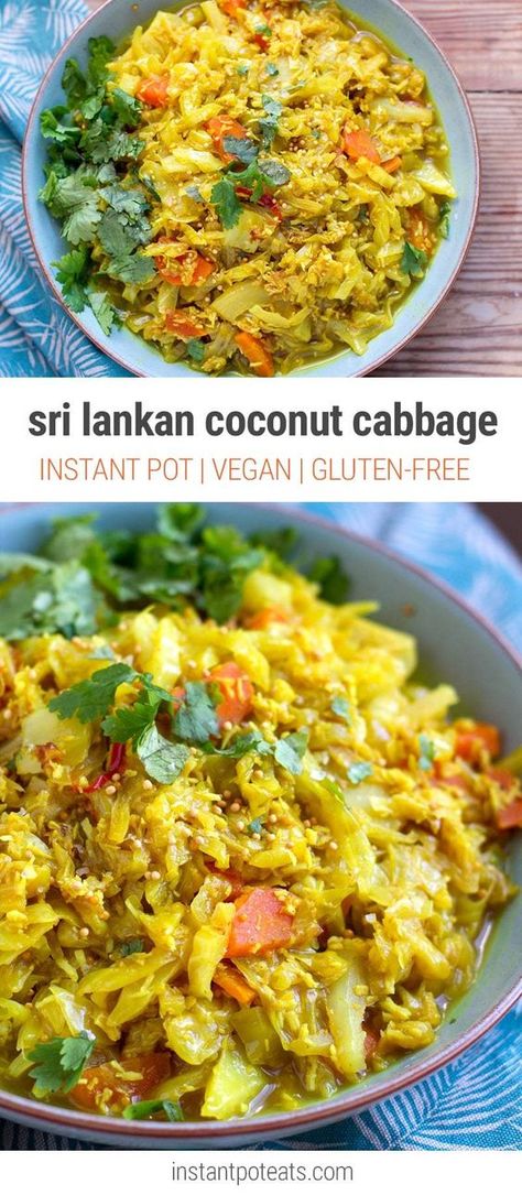 Cabbage Instant Pot, Coconut Cabbage, Candida Free Recipes, Instant Pot Cabbage, Vegetarische Diners, Instant Pot Vegan, Dal Makhani, Pressure Cooker Recipe, Vegetarian Dinners