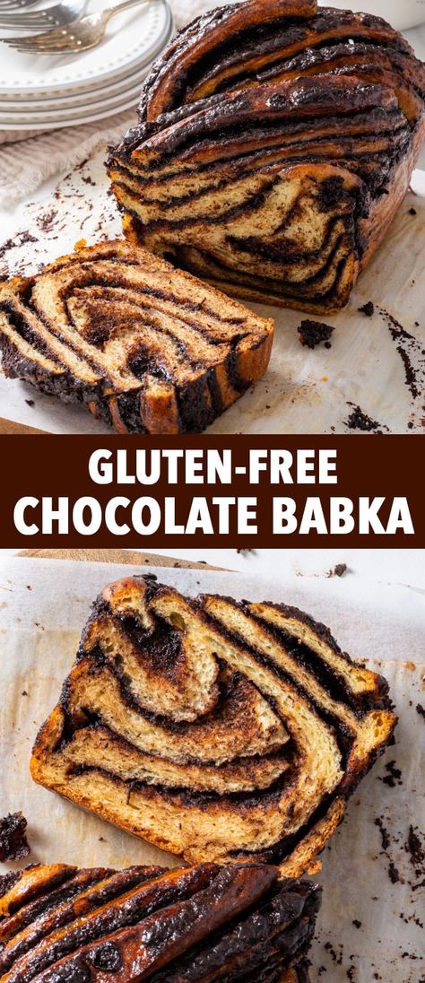 Gluten Free Chocolate Babka - This is the only gluten free chocolate babka recipe you’ll ever need. It's perfectly soft and tender, and it’s swirled together with a rich, luxurious chocolate filling. It’s also super easy to make (the dough handles beautifully) and absolutely everyone will love it, even non-gluten-free folks. Gluten free babka. Gluten free recipes. Gluten free bread. Gluten free dessert recipes. Gluten Free Babka, Chocolate Babka Recipe, Gluten Free Challah, Gluten Free Dessert Recipes, Gluten Desserts, Bread Gluten Free, Gluten Free Dessert, Luxurious Chocolate, Gluten Free Cookbooks