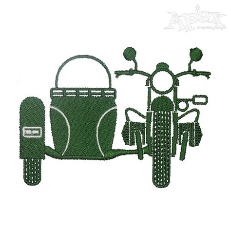 Motorcycle with Sidecar Embroidery Design Motorcycle With Sidecar, Bike With Sidecar, Star Motorcycles, Doodle Paint, Motorcycle Sidecar, Motor Bikes, Wood Burning Patterns, Mini Bike, Star Stitch