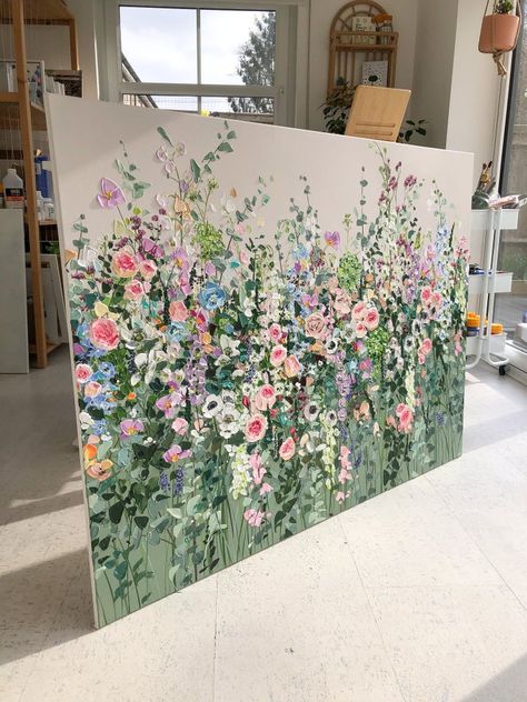 The Casual Gardener | REBEKAH.BURGESS Paintings For Your House, Huge Canvas Painting Ideas Living Rooms, Floral Texture Painting, Abstract Art Flowers, Flowers Abstract Painting, Flower Painting Abstract, Flower Canvas Painting, Flower Acrylic Painting, Paintings For Home