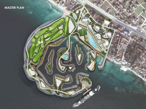 Forum Studio's "The Pearl of Istanbul" Features a Marina of Man-Made… Green Architecture Concept, Green Building Architecture, Innovation Architecture, World Landscape, Floating Architecture, Artificial Island, Man Made Island, Urban Design Plan, Future Buildings