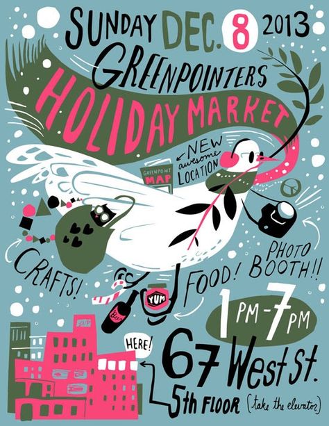 Paper Statements | Libby VanderPloeg Fair Poster, Garden Poster, Event Posters, Christmas Flyer, Event Poster Design, Holiday Poster, Poster Design Inspiration, Holiday Craft, Holiday Market