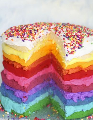 Rough Edges Rainbow Cake: Oh my goodness two little girls here who would love this as their birthday cake! Pastel Cupcakes, Fresh Fruit Recipes, Gateaux Cake, Rainbow Food, Cupcake Cake, Rainbow Cake, Food Cakes, Creative Cakes, Fruit Recipes