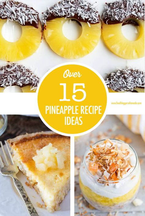 Over 15 Tropical Pineapple Recipe Ideas | Food Bloggers of Canada    Whether you're wishing away winter with tropical sandy beach vibes or summer entertaining, pineapple is a welcome ingredient to channel the tropics. There are over 15 pineapple recipes so you'll have lots of new ways to cook with pineapple.    #pineapplerecipes #foodbloggersofcanada via @fbcanada Chunk Pineapple Recipes, Recipes With Pineapple, Pineapple Hors D’oeuvres, Recipes Using Pineapple Tidbits, Pineapple Recipes Healthy, Fresh Pineapple Recipes, Frozen Whipped Pineapple Cleanfoodcrush, Drink In Pineapple Shell, Coconut Chia