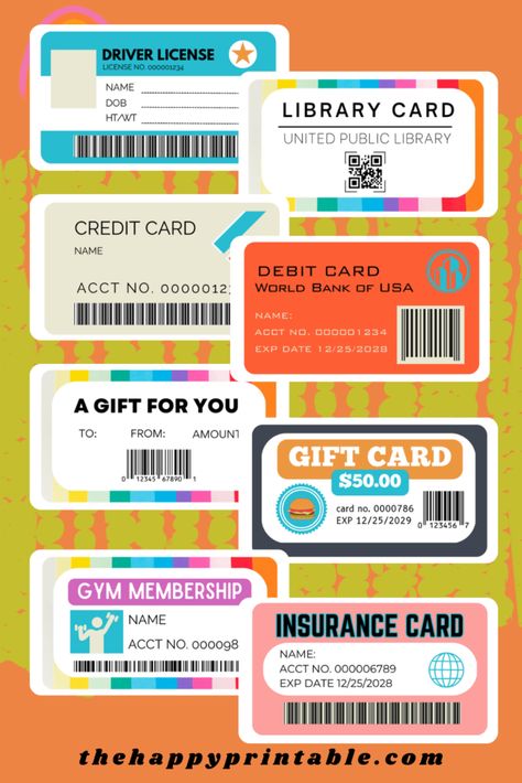 Play Credit Cards Printable, Credit Card Template Free Printable, Kids Credit Card, Pretend Play Grocery Store, Credit Card Machine, Community Workers, Credit Card Design, Free Credit Card, Play Cards