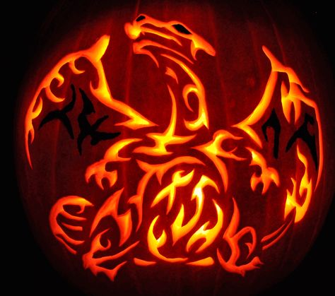 Charizard, PokemonGO Charizard Pumpkin Carving, Charizard Pumpkin, Halloween Pumpkins Carvings Designs, Pokemon Pumpkin, Pumpkin Templates, Harry Potter Pumpkin, Halloween Pumpkin Stencils, Pumpkin Stencils, Halloween Pumpkin Carving Stencils