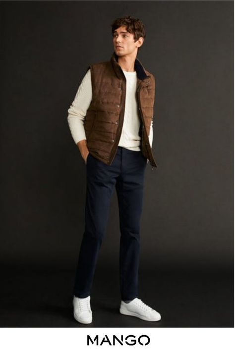 Fashion for Teen #white shoes#dark blue jeans# Outfits With Vest, Men Vest Outfits, Men's Semi Formal, Vest Outfits Men, Semi Formal Outfits, Mens Business Casual Outfits, Stylish Men Casual, Men Stylish Dress, Fall Outfits Men