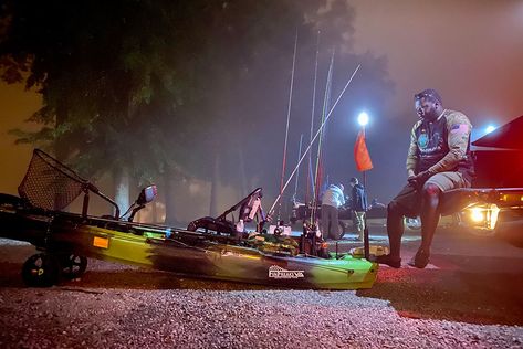 How To Use Kayak Lights For Night Fishing | Kayak Angler Kayak Lights, Fishing Kayak Mods, Bioluminescent Kayaking, Best Fishing Kayak, Bioluminescence Kayaking, Trailer Wiring, Fishing Lights, Clear Kayak, Fishing Kayak