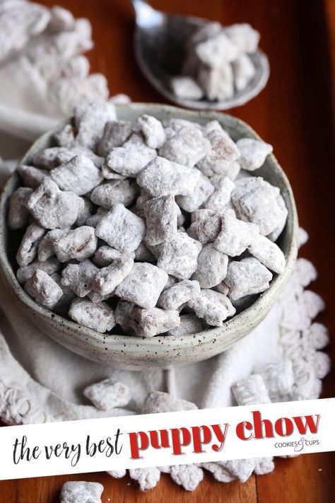 Recipe For Puppy Chow, Puppy Chow Cookies, Puppy Chow Chex Mix Recipe, Chex Mix Puppy Chow, Muddy Buddies Recipe, Puppy Chow Recipes, Peanut Butter Snacks, Rice Chex, Chex Mix Recipes