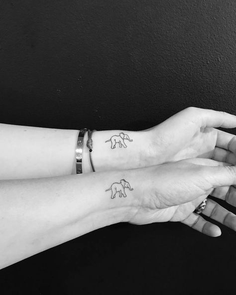 Matching Elephant Tattoos, Little Elephant Tattoos, Baby Elephant Tattoo, Tiny Elephant Tattoo, Elephant Tattoo Design, 4 Tattoo, Mother Tattoos, Elephant Tattoo, Elephant Tattoos