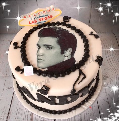 Elvis Themed Birthday Cake, Elvis Birthday Cake, Elvis Print, Elvis Aesthetic, Elvis Birthday Party, Elvis Presley's Birthday, Elvis Cake, Elvis Cakes, Elvis Presley Cake