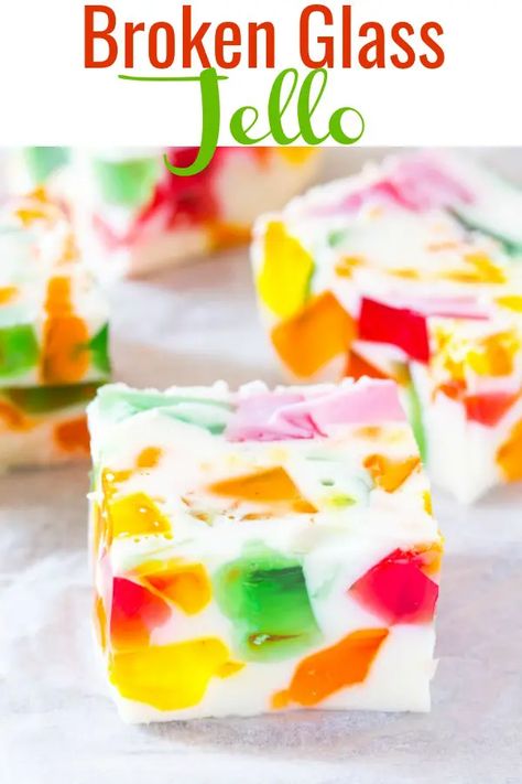 Broken Glass Jello | I Knead to Eat Mosaic Jello Recipe, Broken Glass Jello Recipe, Glass Jello Recipe, Recipe With Cool Whip, Rainbow Jello Recipe, Broken Glass Jello, Glass Jello, Jello Deserts, Jello Mold Recipes