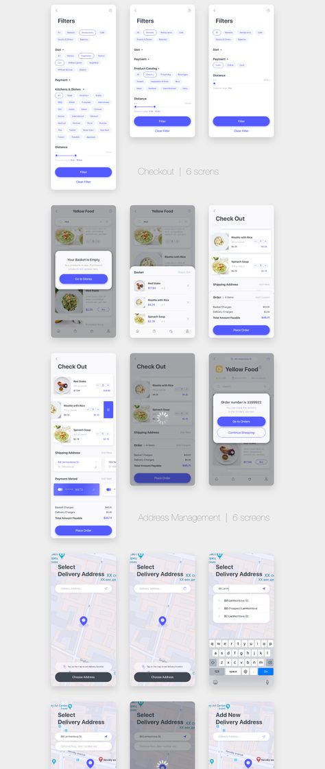 Delyo UI Kit | Food Delivery App on Behance Two Color Schemes, Application Ui Design, App Map, Graphical Design, Ui Design Mobile, Uiux Design, Android App Design, Ui Ux App, Apps Design