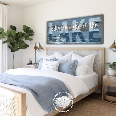 Better to Wake at the Lake Large Custom Canvas Sign Lake House Sign Coastal Housewarming Gift First Home Rustic Cottage Cabin Decor BL21 - Etsy Lakehouse Bedroom, Lake House Sign, Lake House Bedroom, Lake House Interior, Lake House Signs, Lake Decor, Lake Signs, Peacock Color, Cottage Cabin