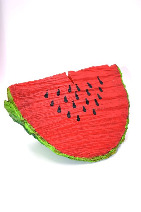 Hand painted wooden watermelon slice from a tree on our land! Watermelon Slice, Watermelon Slices, A Tree, Watermelon, Hand Painted