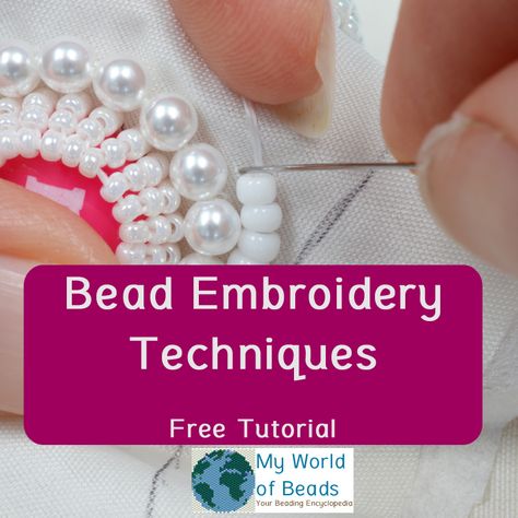 Using Beads In Embroidery, Diy Beaded Applique, Diy Bead Embroidery Video Tutorials, How To Sew Beads On Fabric Diy, How To Add Beads To Embroidery, Diy Bead Embroidery Patterns, Seed Bead Embroidery Tutorial, Bead Work On Fabric Ideas, Beads Embroidery Designs Beadwork