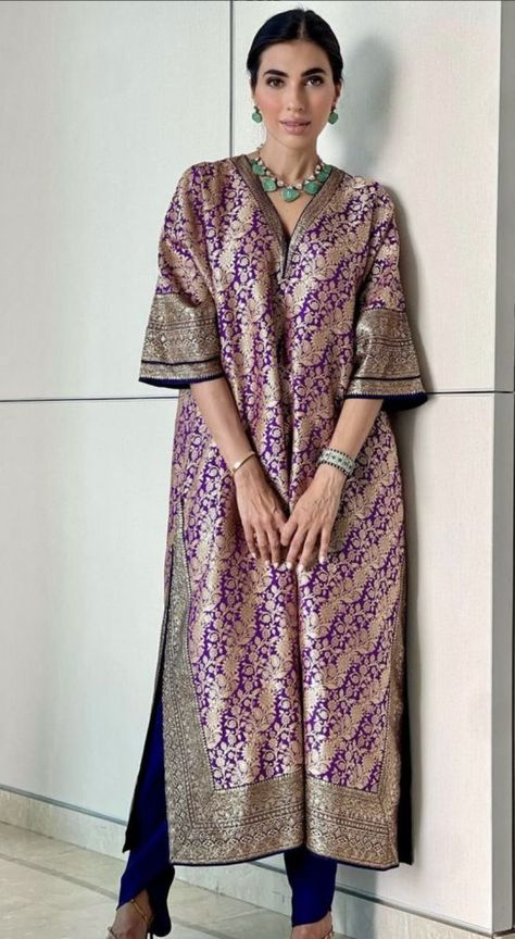 Purple Suit, Pakistani Party Wear Dresses, Stylish Kurtis Design, Kaftan Designs, Velvet Dress Designs, Indian Designer Suits, Simple Kurta Designs, Designer Kurti Patterns, Casual Indian Fashion