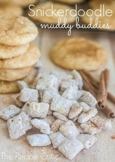 Snickerdoodle Muddy Buddies Churro Puppy Chow, Puppy Chow Chex Mix Recipe, Chex Mix Puppy Chow, Muddy Buddies Recipe, Muddy Buddy, Puppy Chow Recipes, The Recipe Critic, Chex Mix Recipes, Recipe Critic