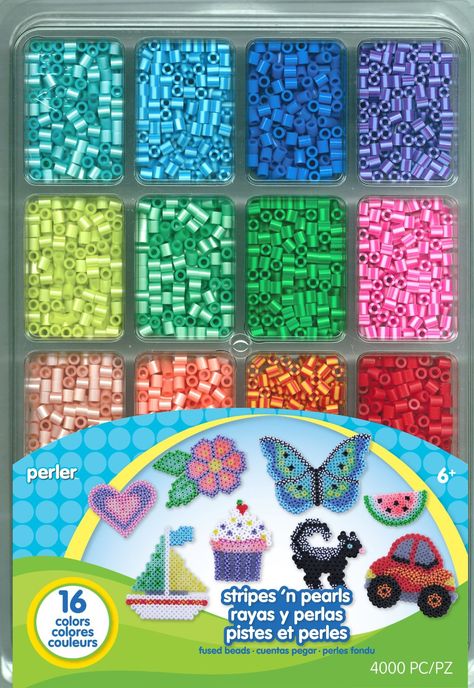 Amazon.com: Perler Beads Stripes n Pearls Bead Tray: Toys & Games Perler Jewelry, Beading For Kids, Art Perle, Fusion Beads, Beads Ideas, Melty Beads, 3d Christmas, Fuse Beads, Beaded Ornaments