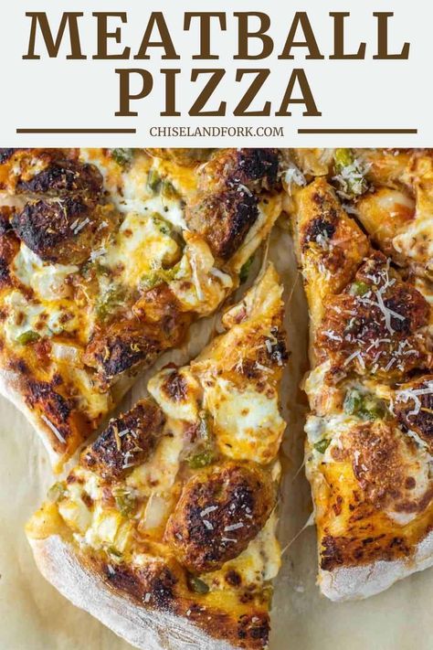 Meatball Pizza Recipes, Meatballs With Marinara Sauce, Meatball Marinara, Hamburger Pizza, Meatball Pizza, Making Pizza Dough, Bacon Pizza, Calzone Pizza, Bread Maker Recipes